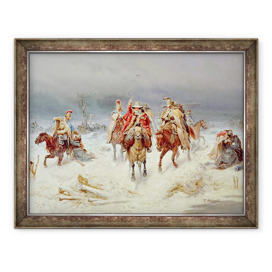 Tablou inramat - Bogdan Willewalde - Fortele franceze traverseaza raul Berezina in noiembrie 1812, 60 x 80 cm
