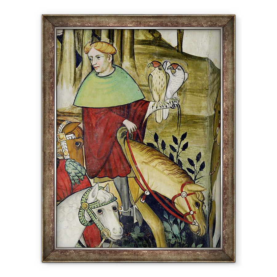 Tablou inramat - Giacomo Jaquerio - Fantana Vietii, detaliu al unui soim care se intoarce la fantana, 60 x 80 cm