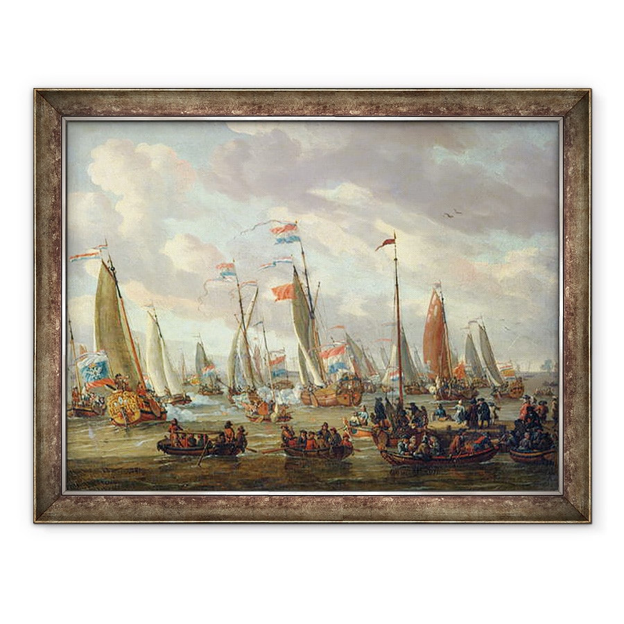 Tablou inramat - Abraham Storck - tarul Petru I 1672-1725 viziteaza Anglia in ianuarie 1698, 60 x 80 cm