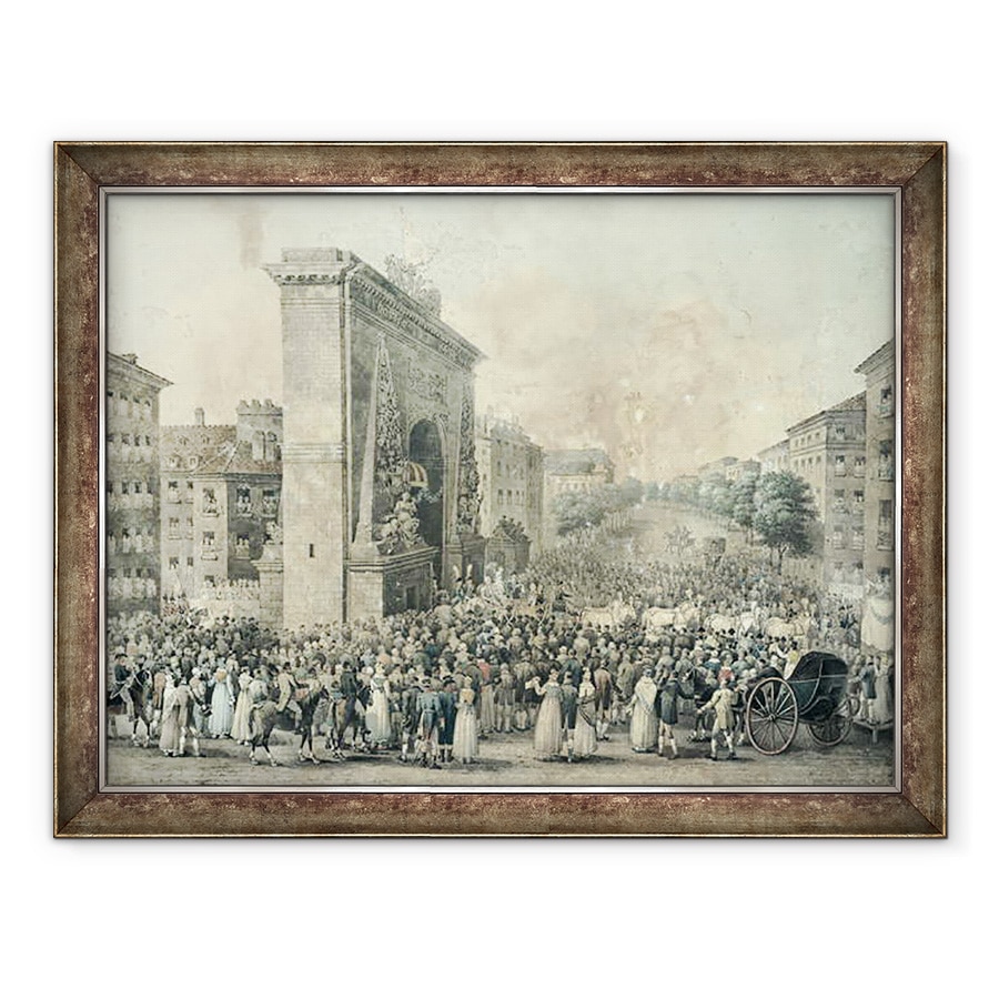 Tablou inramat - Nicolas Joseph Vergnaux - Intrarea lui Ludovic al XVIII-lea 1755-1824 prin Porte Saint-Denis, 60 x 80 cm
