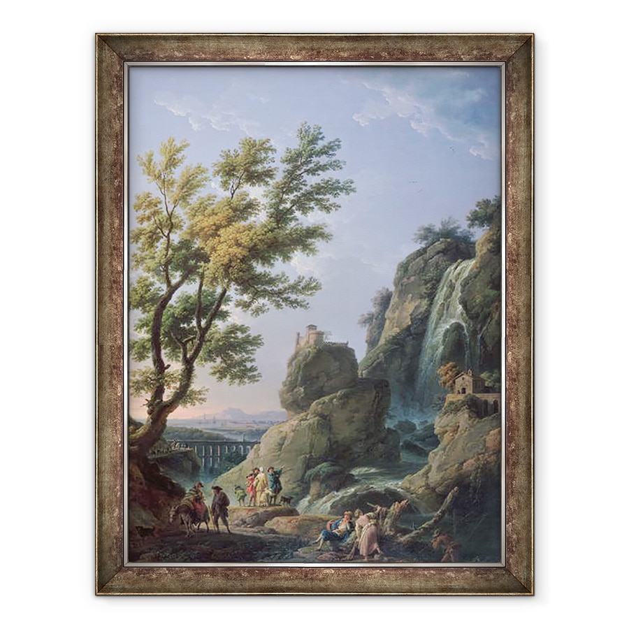 Tablou inramat - Claude Joseph Vernet - Peisaj cu cascada si figuri, 70 x 90 cm