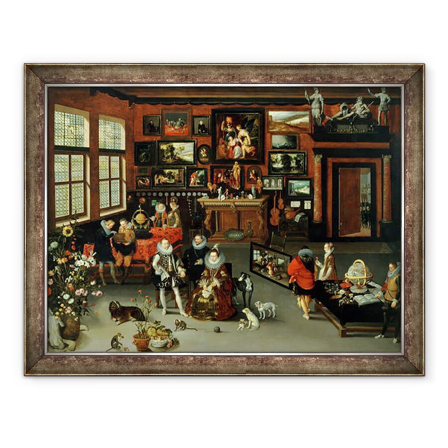 Tablou inramat - H. II Francken - Arhiducele Albert 1559-c.1621 si Arhiducesa Isabella 1566-1633 Vizitand un Cabinet de Colectori, 60 x 80 cm