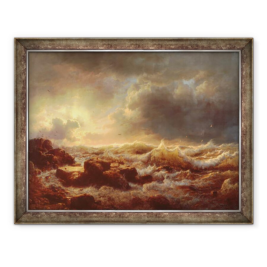 Tablou inramat - Andreas Achenbach - Curatarea - Coasta Siciliei, 70 x 90 cm
