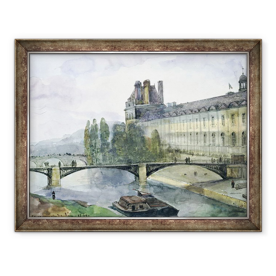 Tablou inramat - Francois-Marius Granet - Vedere de Pavillon de Flore de la Luvru, 70 x 90 cm