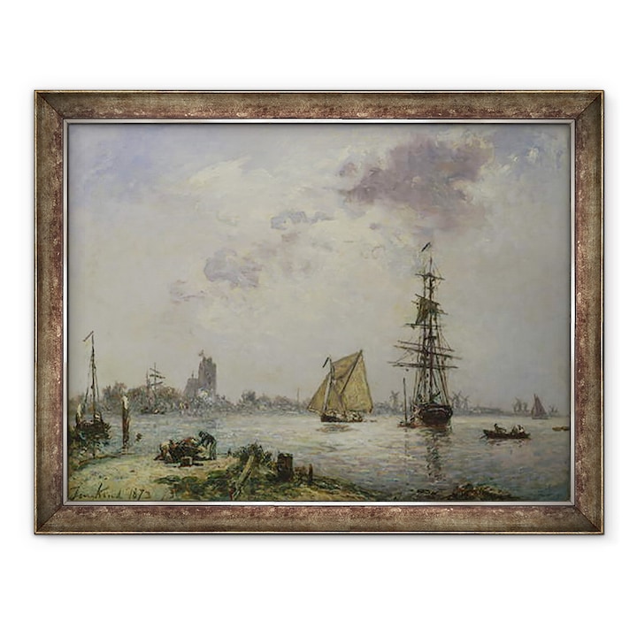 Johan-Barthold Jongkind - Dordrecht, Keretezett kép, 60 x 80 cm