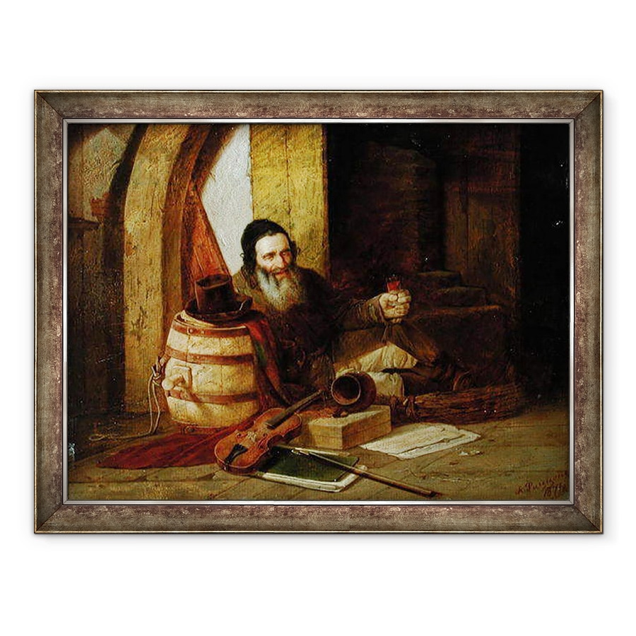 Tablou inramat - Alexander Antonovich Rizzoni - Un violonist evreu in repaus, 60 x 80 cm