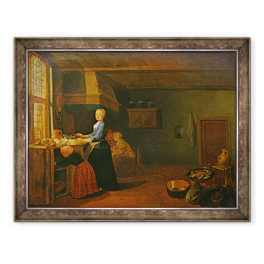 Tablou inramat - Hendrik Martensz Sorgh - Kitchen Interior, 60 x 80 cm