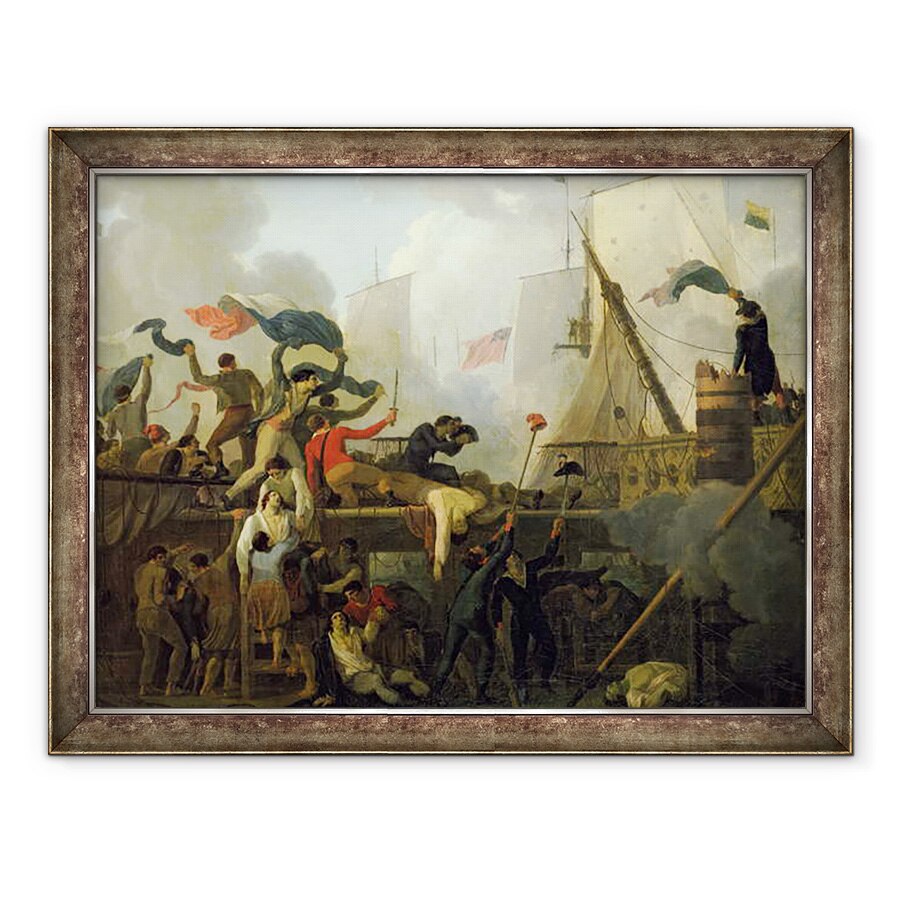 Tablou inramat - Nicolas Antoine Taunay - Eroismul echipajului Le Vengeur du Peuple in batalia de la Ouessant, 60 x 80 cm