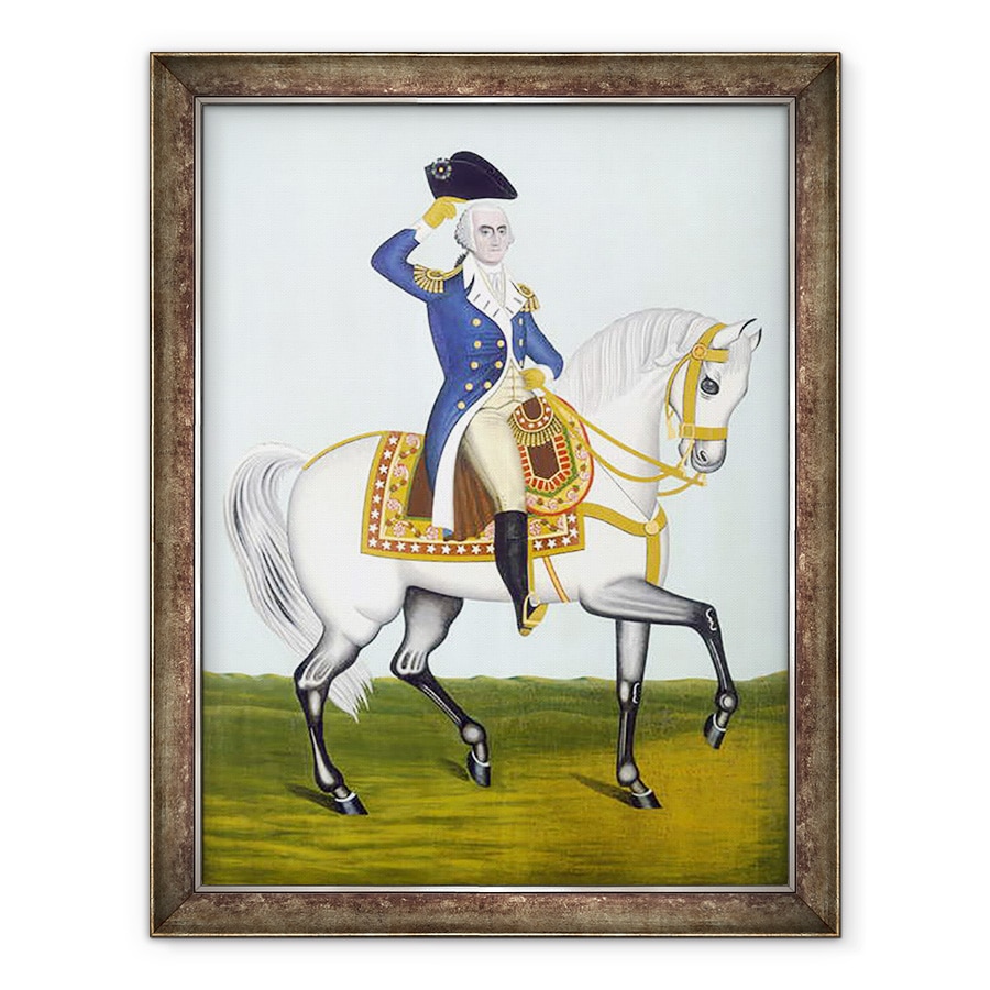 Tablou inramat - Scoala americana - Generalul Washington pe un incarcator alb, 60 x 80 cm