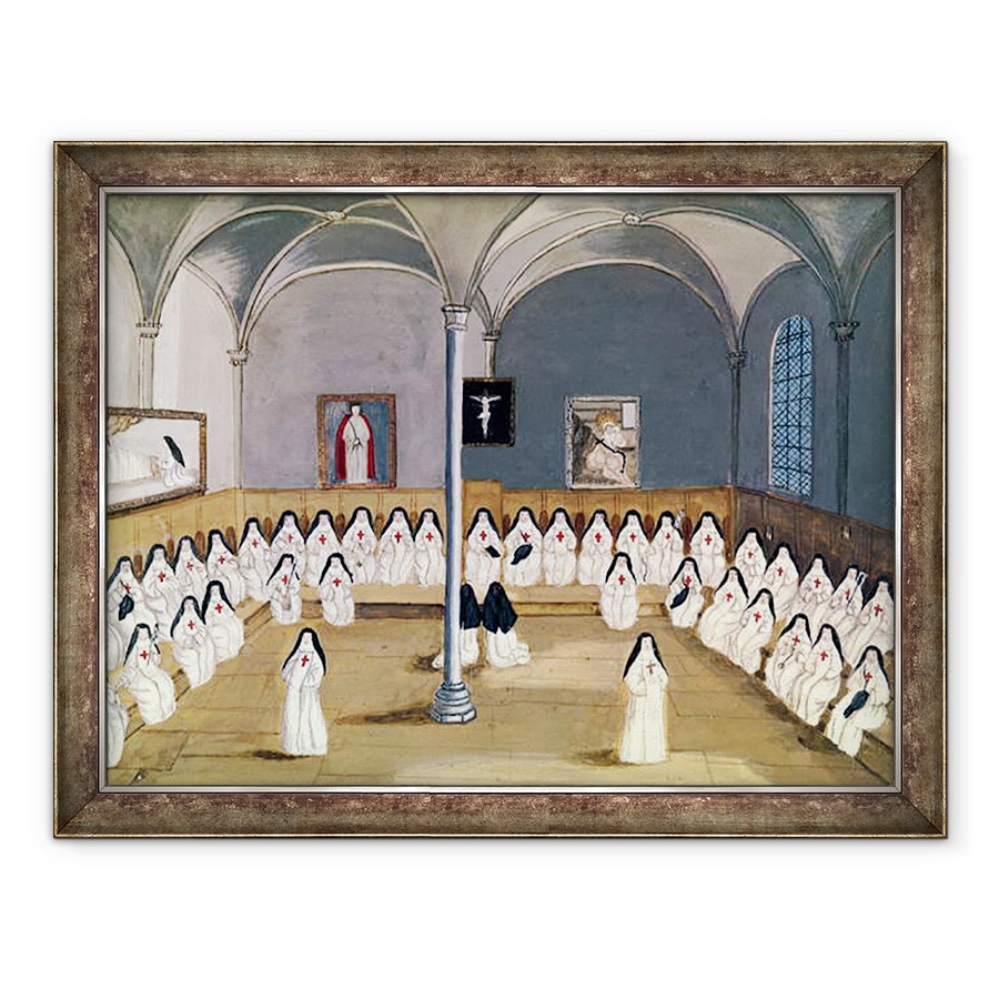 Tablou inramat - Louise Madelaine Cochin - Surorile mananastirii din LAbbaye de Port-Royal, 60 x 80 cm