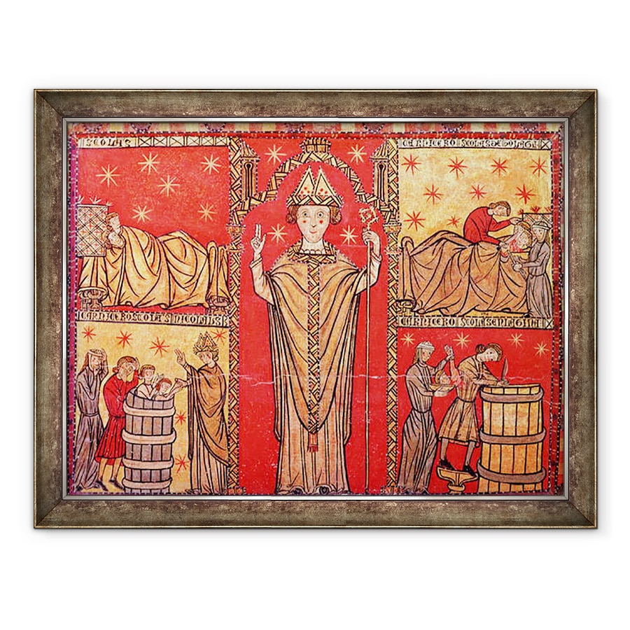 Tablou inramat - Scoala spaniola - Sfantul Nicolae din Bari, 60 x 80 cm