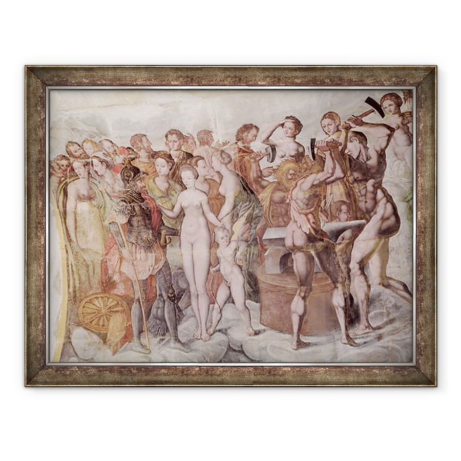 Tablou inramat - Scoala franceza - Turul de la Ligue. Membrii Curtii de Medici ca Zeii Olimpului pictura murala, 60 x 80 cm