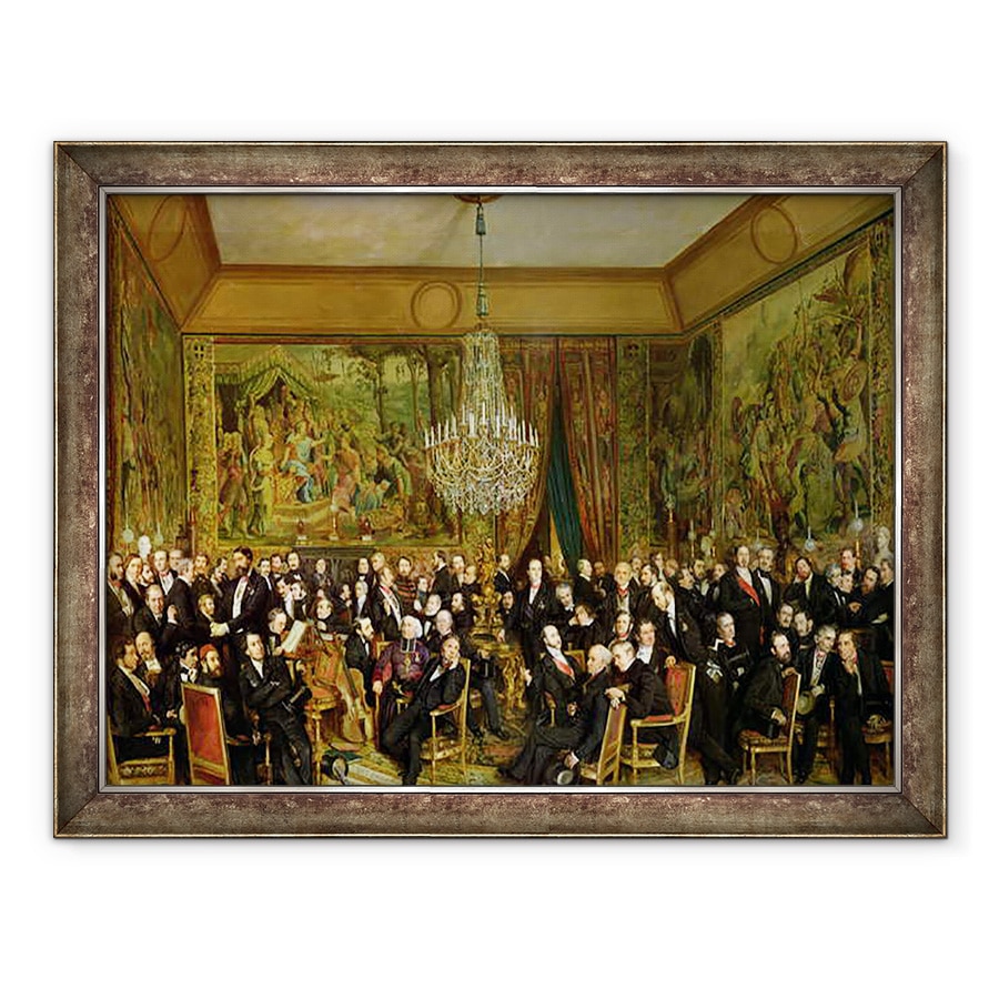 Tablou inramat - Francois Auguste Biard - Salonul lui Alfred Emilien, Conte de Nieuwerkerke 1811-92 la Luvru, 60 x 80 cm