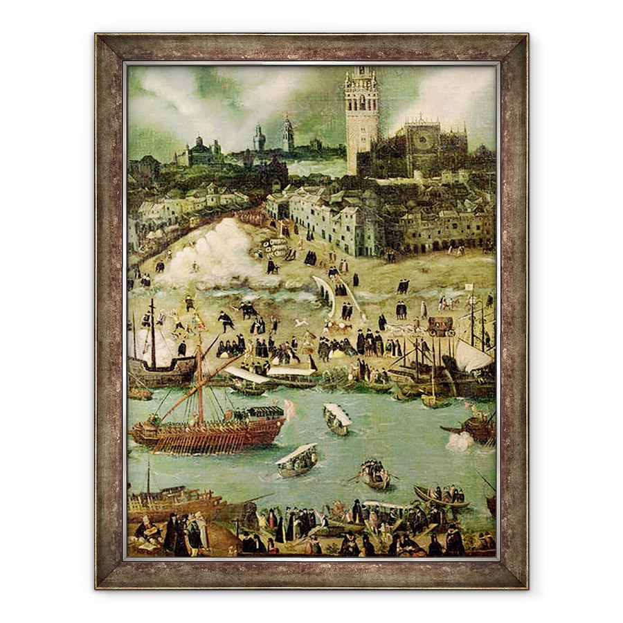 Tablou inramat - Alonso Sanchez Coello - Portul Sevilla, 60 x 80 cm