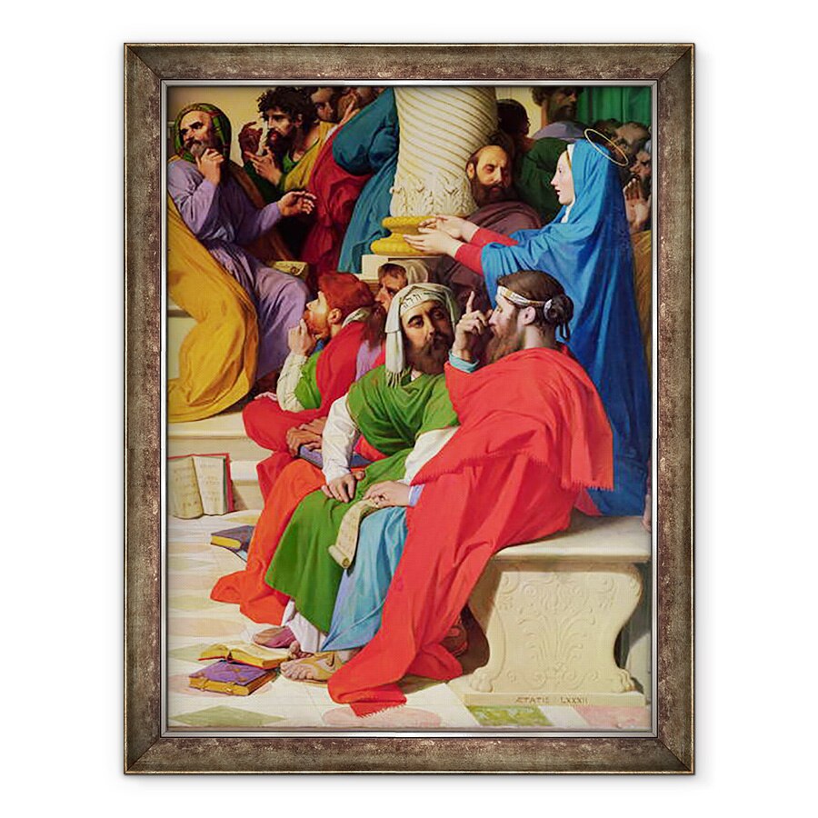 Tablou inramat - Jean Auguste Dominique Ingres - Isus printre doctori, detaliu de medici si Fecioara Maria, 60 x 80 cm