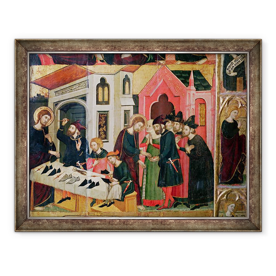 Tablou inramat - Arnau Bassa - Altarul SS. Mark si Ania, detaliu al standului unui pantofist, scoala Catalana, 70 x 90 cm
