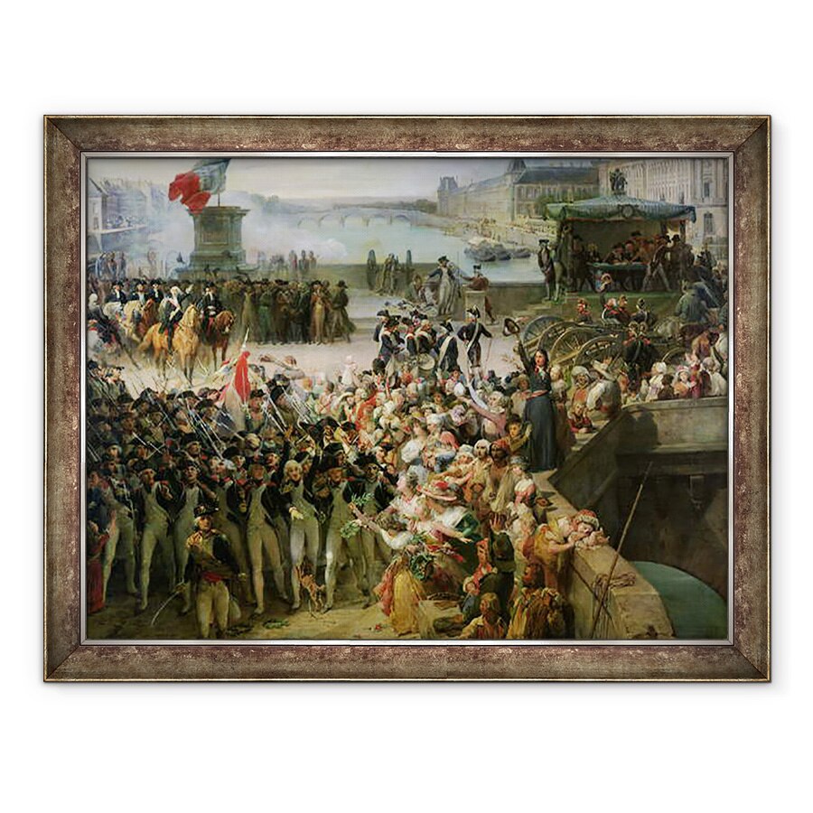 Tablou inramat - Leon Cogniet - Garde Nationale de Paris pleaca sa se inroleze in armata in septembrie 1792, 60 x 80 cm