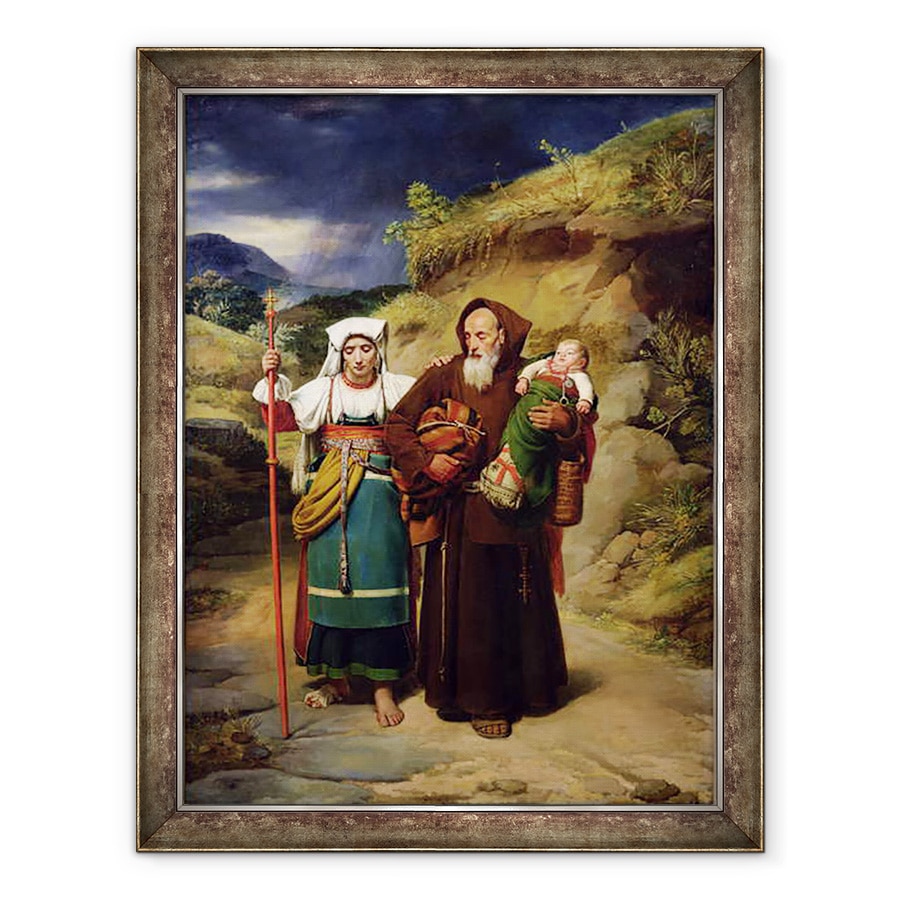 Tablou inramat - Jean Victor Schnetz - Un calugar care ajuta un pelerin, 60 x 80 cm