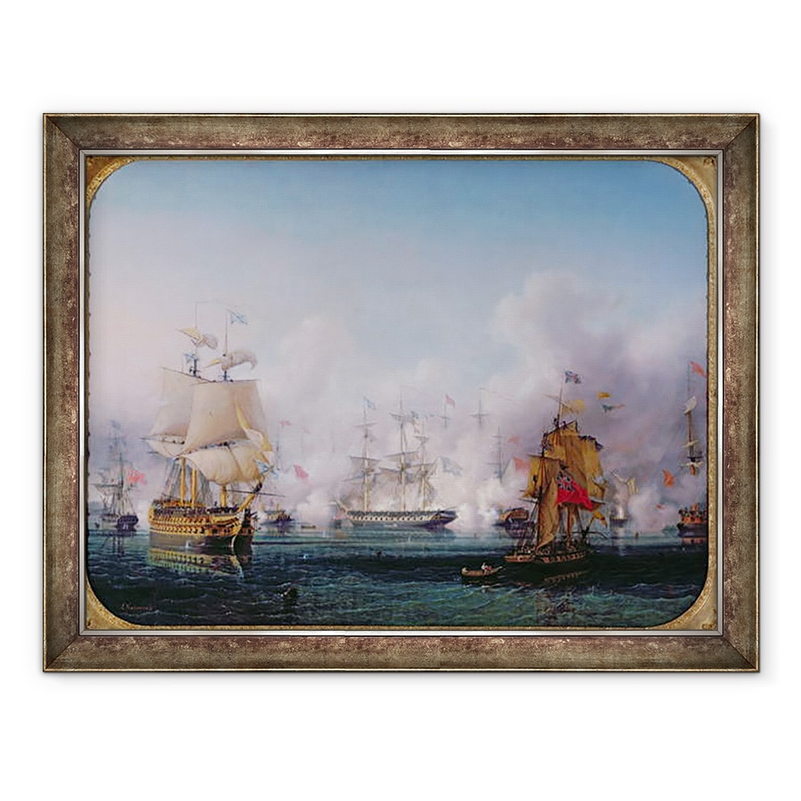 Tablou inramat - Ambroise-Louis Garneray - Episodul Bataliei de la Navarino, 20 octombrie 1827, 60 x 80 cm