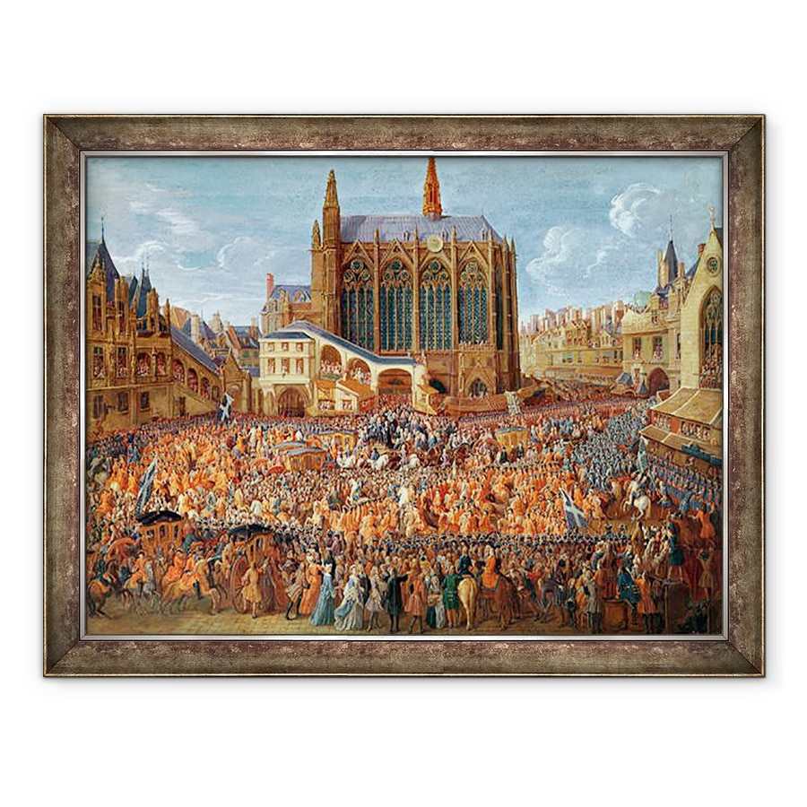 Tablou inramat - Pierre-Denis Martin - Plecarea lui Ludovic al XV-lea 1710-74 din Sainte-Chapelle I, 60 x 80 cm