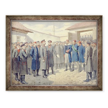 Tablou inramat - Aleksei Danilovich Kivshenko - Caderea Plevnei, Ranitii Osman-Pashah inaintea lui Alexandru al II-lea 1818-1881, 60 x 80 cm Tablou inramat - Aleksei Danilovich Kivshenko - Caderea Plevnei, Ranitii Osman-Pashah inaintea lui Alexandru al II-lea 1818-1881, 60 x 80 cm