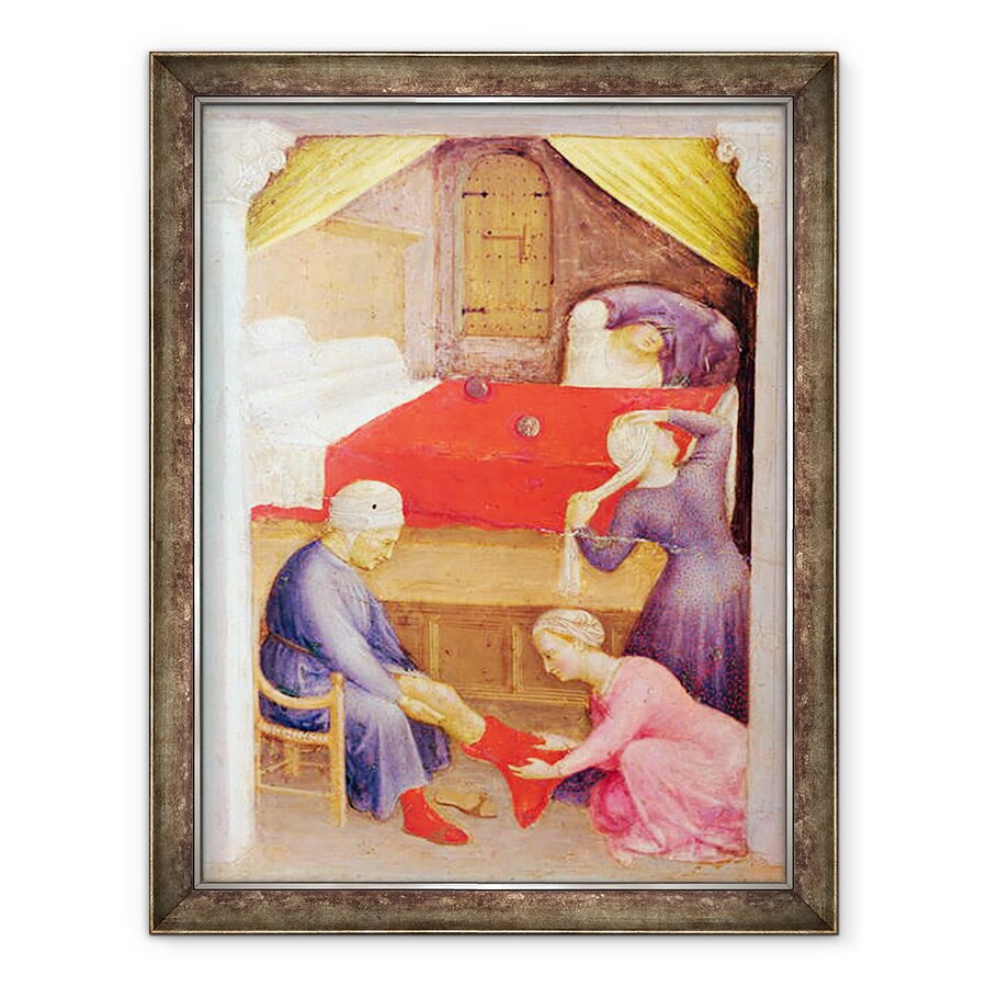 Tablou inramat - Gentile da Fabriano - Sfantul Nicolae si cele trei fecioare sarace, detaliu din panoul predella al altarului din Quaratesi, 60 x 80 cm