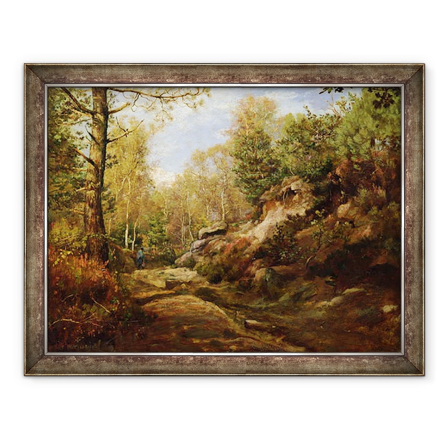 Tablou inramat - Henri Joseph Constant Dutilleux - Pini si mesteacan copaci sau, Padurea Fontainebleau, 60 x 80 cm