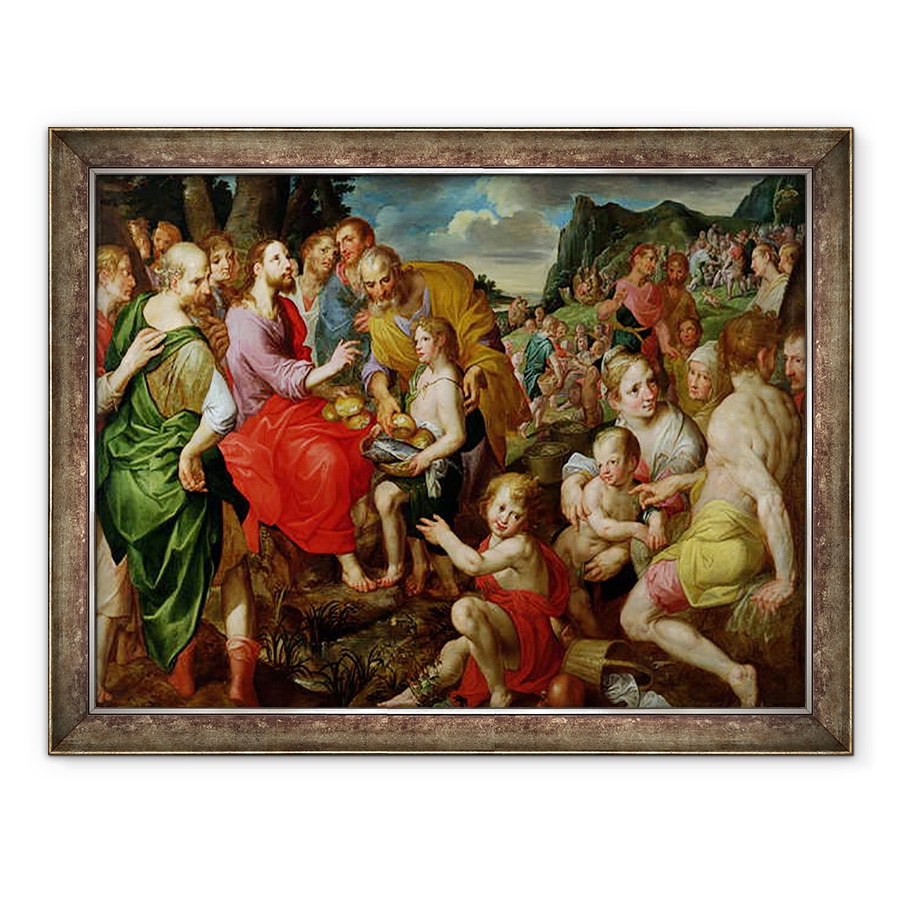 Tablou inramat - Ambrosius Francken the Elder - Hranirea celor Cinci Mii, 70 x 90 cm