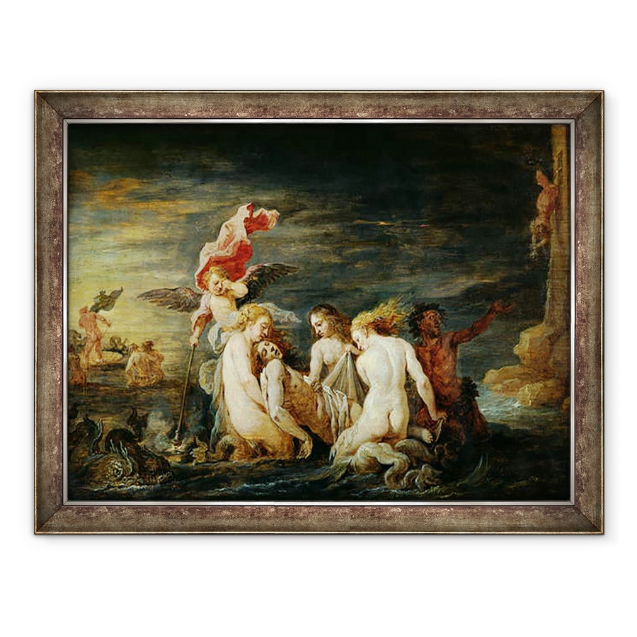 Tablou inramat - David Teniers the Younger - Erou si Leander, Leander gasit de nereizi, copie a unui tablou de Domenico Feti, 60 x 80 cm