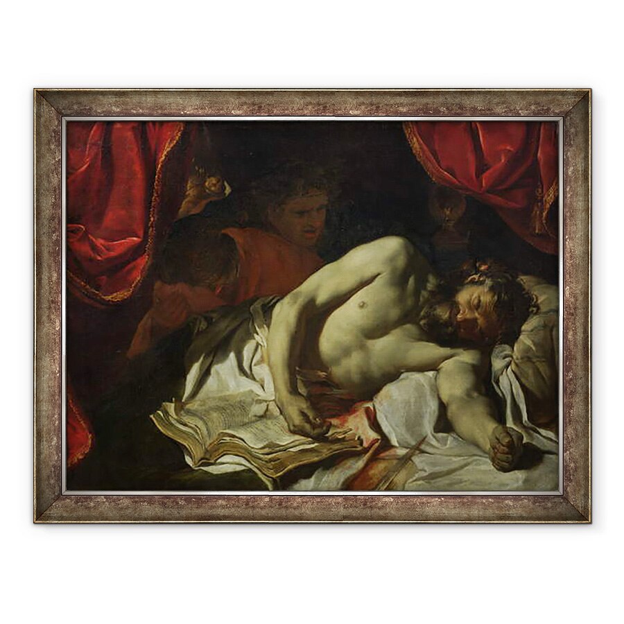 Tablou inramat - Charles Le Brun - Moartea lui Cato de Utica 95-46 i.Hr. 1646, 60 x 80 cm