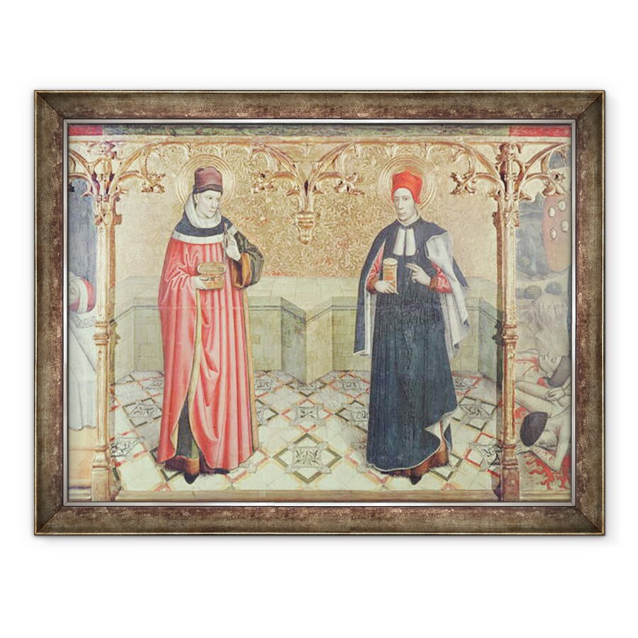 Tablou inramat - Jaume Huguet - Sfantul Cosma si Sfantul Damian, 60 x 80 cm