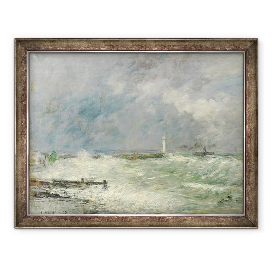 Tablou inramat - Eugene Louis Boudin - Intrarea in portul Le Havre in vremea furtunoasa, 60 x 80 cm