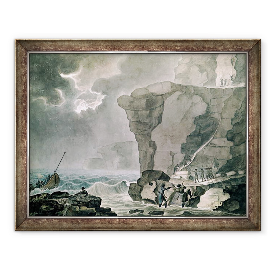 Tablou inramat - Armand de Polignac - Aterizarea conspiratorilor in afacerea cadoudal la stanca din Bville langa Dieppe, 60 x 80 cm