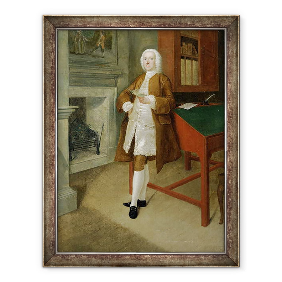 Tablou inramat - Anthony Devis - Un om necunoscut intr-o biblioteca, 70 x 90 cm