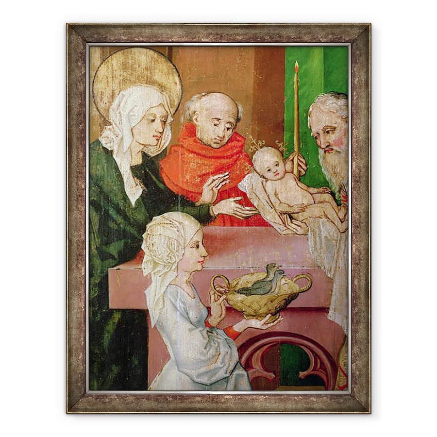 Tablou inramat - Martin Schongauer - Detaliu al prezentarii in Templu, de la altarul dominicanilor, 60 x 80 cm