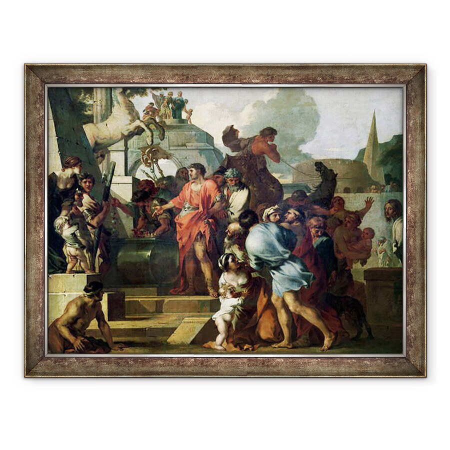 Tablou inramat - Sebastien Bourdon - Augustus 63-14 i.Hr. inainte de mormantul lui Alexandru al III-lea 356-323 i.Hr. cel Mare, 60 x 80 cm