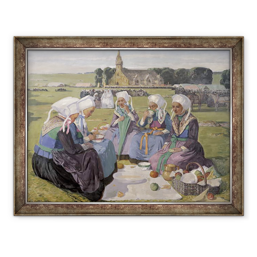 Tablou inramat - Charles Cottet - Femeile din Plougastel la gratierea Notre-Dame de la Palud, 60 x 80 cm