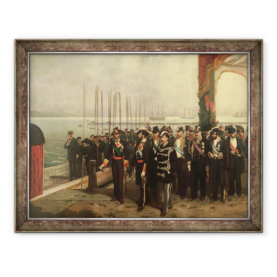 Tablou inramat - Luis Alvarez Catalá - imbarcarea lui Amadeo I 1845-90 din Savoia pentru Spania, 60 x 80 cm