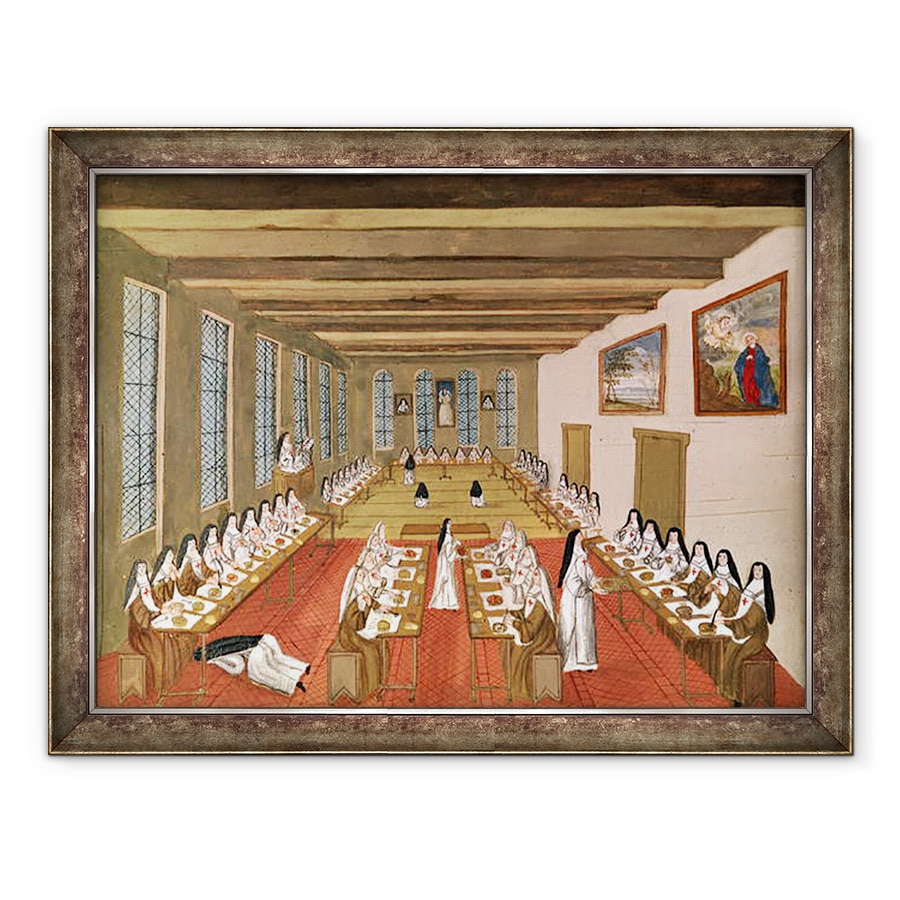 Tablou inramat - Louise Madelaine Cochin - Vedere a refectoriei, din LAbbaye de Port-Royal, 60 x 80 cm