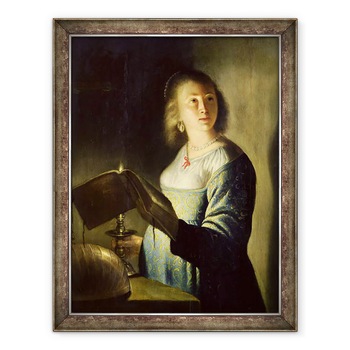 Tablou inramat - Isaac de Jouderville - Tanara femeie cu o lumanare, 60 x 80 cm Tablou inramat - Isaac de Jouderville - Tanara femeie cu o lumanare, 60 x 80 cm