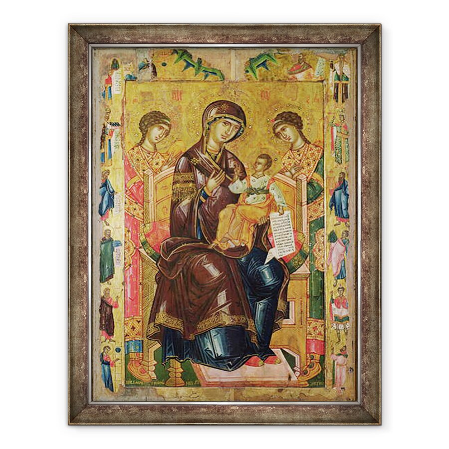 Tablou inramat - Longin - Icoana Fecioarei si Pruncului cu Arhangheli si Profeti, 70 x 90 cm