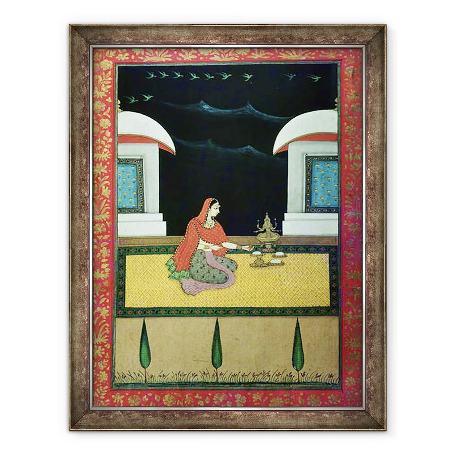 Tablou inramat - Bangazi Ragini - Femeie asezata pe un covor, 70 x 90 cm