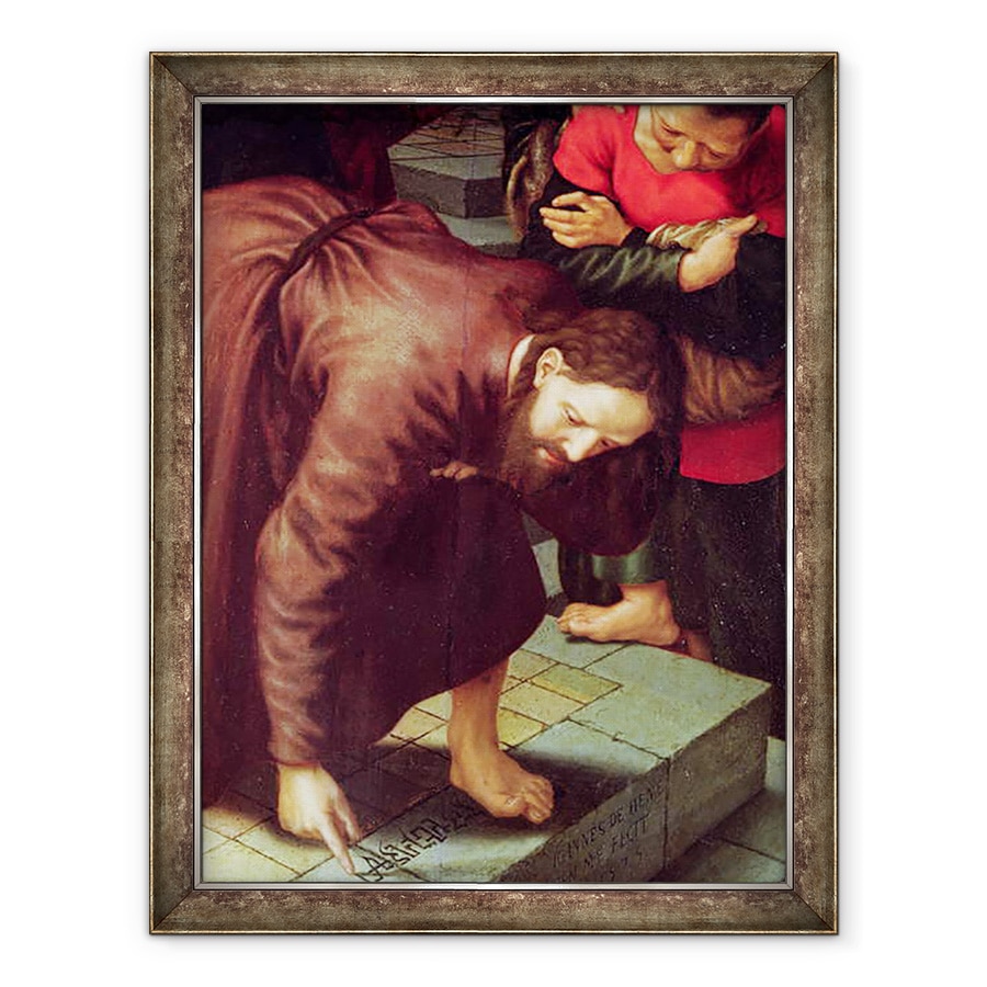 Tablou inramat - Jan Sanders van Hemessen - Hristos si femeia luate in adulter ulei pe panou, 60 x 80 cm