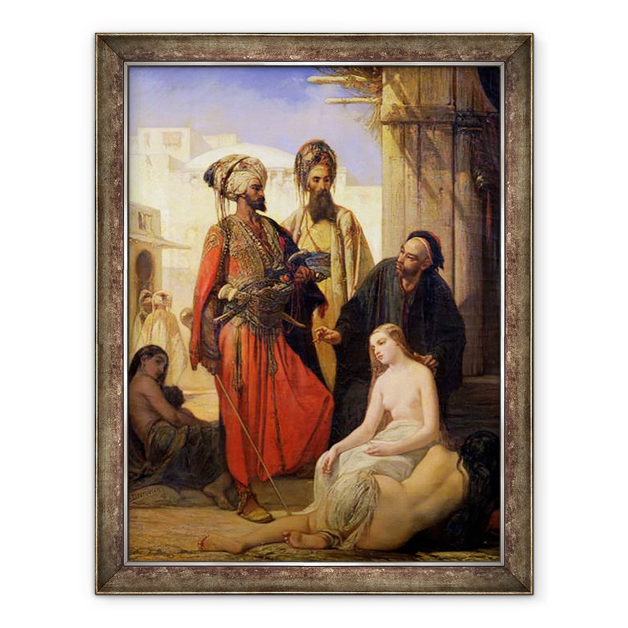 Tablou inramat - Louis Devedeux - O piata de sclavi in Asia Mica, 70 x 90 cm