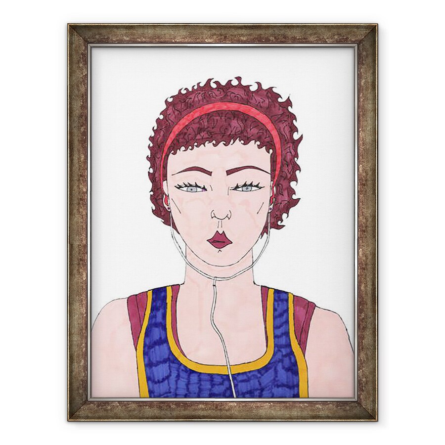 Tablou inramat - Daisy de Villeneuve - Fata cu casti, 60 x 80 cm