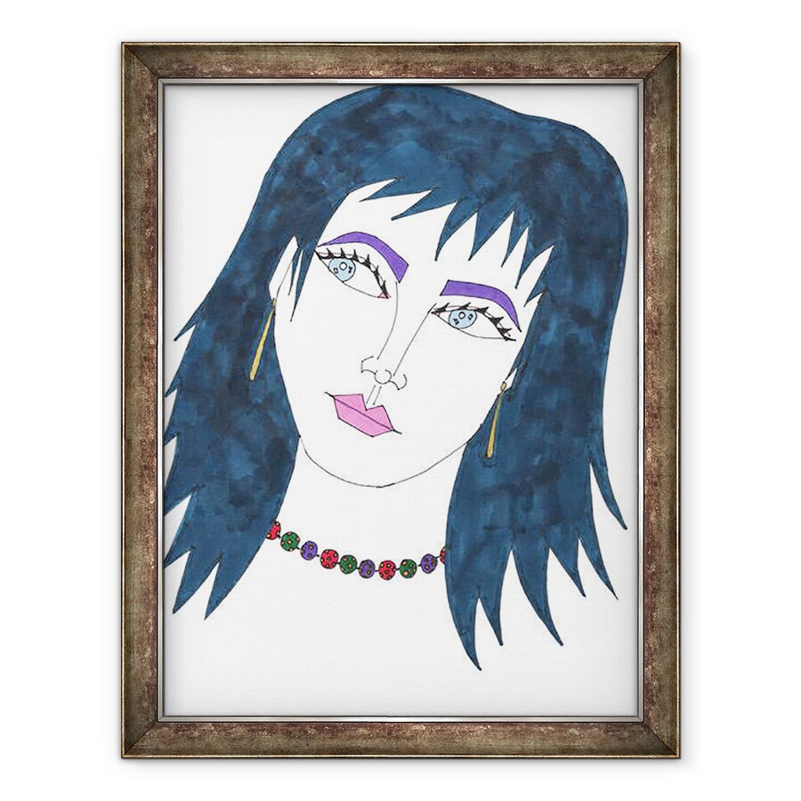 Tablou inramat - Daisy de Villeneuve - Fata cu parul bleumarin, 60 x 80 cm