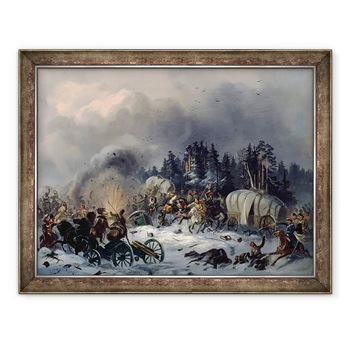 Tablou inramat - Bogdan Willewalde - Scena din razboiul ruso-francez din 1812, 70 x 90 cm Tablou inramat - Bogdan Willewalde - Scena din razboiul ruso-francez din 1812, 70 x 90 cm