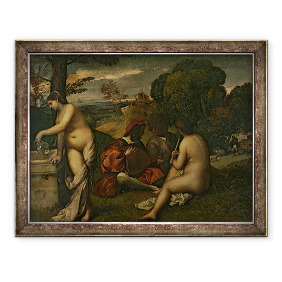 Tablou inramat - Titian - Le Concert Champetre Concert in aer liber, 70 x 90 cm
