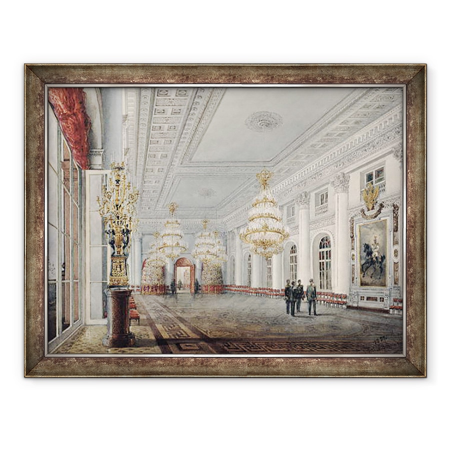 Tablou inramat - Vasili Semenovich Sadovnikov - Sala Mare, Palatul de Iarna, Sankt Petersburg, 70 x 90 cm
