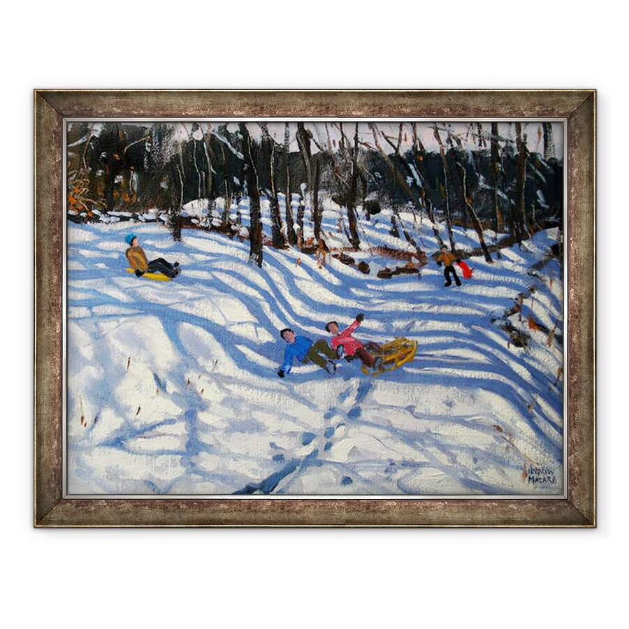 Tablou inramat - Andrew Macara - Doi baieti cazand de pe o sanie, 70 x 90 cm